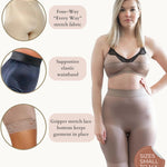 Rago 518 High Waist Leg Shaper | Light Control | Made in USA | No-Roll Lace Hem | Mocha S/26