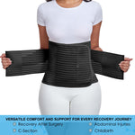 Postpartum & Post Surgery Abdominal Binder. Postpartum Belly Band Support Recovery after C-Section, Natural Birth, Hysterectomy, Hernia Belt (Black,L)