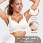 Gailife Scalloped Jelly Bras for Women No Underwire Wireless Seamless Push Up Bralettes Soft Comfort Everyday Tshirt Bra -XL/White