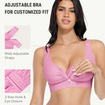 FeelinGirl Front Closure Post Surgical Compression Everyday Bra for Women Front Closure After Surgery Bra Plus Size Pink 3XL