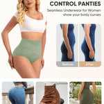 YDQ Womens High Waisted Cotton Underwear 4 Pack Tummy Control Panties Ladies Post Partum Compression Postpartum Multicolor M