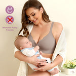 Werena Front Close Wireless Bras Padded Jelly Bra for Women Seamless Bralette for Older Women with Adjustable Straps (Coffee,S)