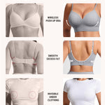 FeelinGirl Back Smoothing Bras for Women No Underwire Seamless Wireless Supportive Low Back Bra Comfortable T-Shirt Bra with Padding Heather Grey XL