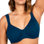 HSIA Bras for Women Minimizer Full Coverage, Plus Size T Shirt Unlined Underwire Smooth Bra, Seamless Cups Joan Ultimate Soft Ocean Blue