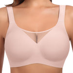 Werena Womens Jelly Wireless Bras Plus Size Minimizer Comfortable Bra Full Coverage Supportive No Underwire Seamless Tshirt Bralette (Pink,XL)