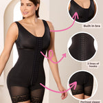 SHAPE CONCEPT 080 Fajas Colombianas Post Surgery Compression Garment Tummy Tuck with Hooks and Bra Black
