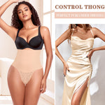 Werena Tummy Control Shapewear Thong for Women High Waisted Body Shaper Underwear Lace Shaping Panties Girdle(B# Beige-3, Small)