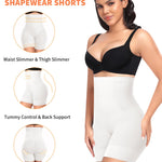 Werena Tummy Control Shapewear Shorts for Women High Waisted Body Shaper Slimming Girdle Shorts Shaping Underwear Panties(1# A White(tummy control),Small)