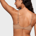INLYRIC Women's Cosnufy Sheer Balconette Bra Demi Unlined Plunge Mesh See Through Sexy Bras Underwire Gravel Beige 36D