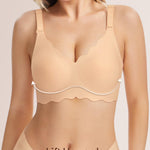 Angelhood Seamless Bras Women Soft Jelly Push Up Wireless Bra Supportive V Neck No Underwire Comfort Tshirt Bralettes