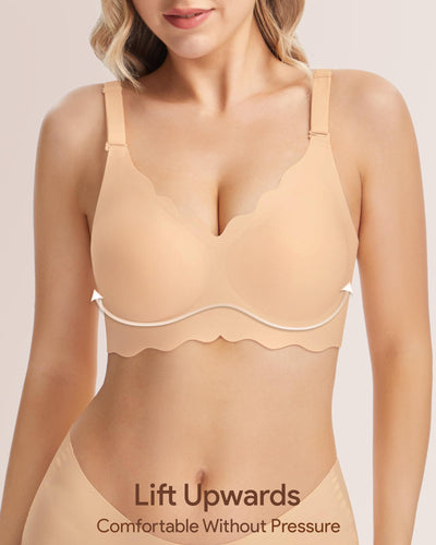 Angelhood Seamless Bras Women Soft Jelly Push Up Wireless Bra Supportive V Neck No Underwire Comfort Tshirt Bralettes