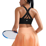 RUNNING GIRL Sports Bra for Women, Criss-Cross Back Padded Strappy Sports Bras Medium Support Yoga Bra with Removable Cups A-Black
