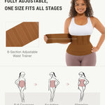 FeelinGirl Waist Trainer for Women Trimmer Belt Waist Cincher Tummy Wrap Plus Size Body Shaper (One Size, Nut Brown)