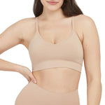 SPANX SPANXsmooth EcoCare Seamless Shaping Longline Bralette - Comfortable Everyday Bralette - Women's Bra with No Underwire - Toasted Oatmeal - Medium