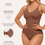 BRABIC Bodysuit Shapewear for Women Tummy Control Panties Seamless Sleeveless Tops V-Neck Camisole Jumpsuit(Coffee Brief, X-Large/XX-Large)