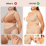 OEAK Womens Deep V Bras Wireless Comfortable Bra Supportive No Underwire Bras Tshirt Push Up Bralettes Plunge Seamless Bra Dark Beige XL