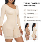 SHAPERX Women's Fajas Colombianas Shapewear Postpartum Tummy Control Arm Slimming Full Body Shaper with Zipper Crotch, SZ7503-Beige-L