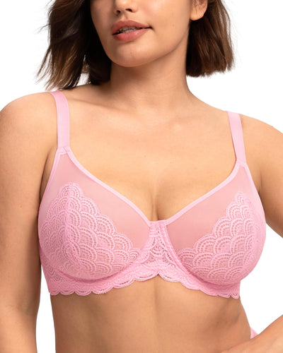HSIA Minimizer Bras for Women Large Bust Full Coverage Lace Plus Size Bra - Mermaid Scales