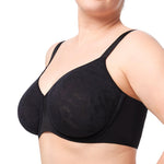 HSIA Minimizer Bra for Women - Full Coverage Seamless Lace Bra Plus Size Underwire Unlined Bra for Heavy Breast Black