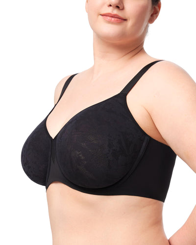 HSIA Minimizer Bra for Women - Full Coverage Seamless Lace Bra Plus Size Underwire Unlined Bra for Heavy Breast Black
