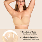 HSIA Strapless Bra for Women Large Breasts Seamless Underwire Plus Size Convertible Bandeau Bra Beige