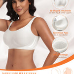 Wireless Jelly Seamless Bras for Women No Underwire Tshirt Full Coverage Padded Bra Comfortable Supportive Everyday Bralettes(01#White(Full Coverage),S)