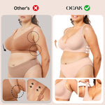 OEAK Womens Deep V Bras Wireless Comfortable Bra Supportive No Underwire Bras Tshirt Push Up Bralettes Plunge Seamless Bra Cool Nude XXL