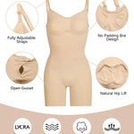 SHAPERX Shapewear for Women Tummy Control Bodysuit Mid Thigh Body Shaper Shorts for a Lifted Look,SZ5218-2-Beige-L/XL