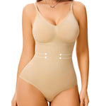 Irisnaya Women Slimming Bodysuits Shapewear Tops Tummy Control Body Shaper Spaghetti Strap Camisole Leotards Bodycon Jumpsuit(X-Small/Small, Beige)