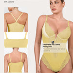 Popilush Shapewear Bodysuits for Women Tummy Control Lace Bodysuit V Neck Sleeveless Corset Tops Body Suit