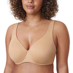 DELIMIRA Minimizer Bras for Women Full Coverage Plus Size Underwire Unlined Supportive Seamless Bra Warm Beige 38DD