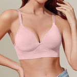 Eleplus 3 Pieces Deep V Wireless Bras for Women Seamless Comfy Bralettes Lightly Lined Multicolors Pack (Black+White+Pink,Medium)