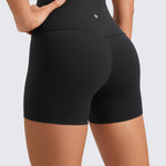 CRZ YOGA Butterluxe Biker Shorts 4'' - High Waisted Booty Workout Volleyball Yoga Womens Spandex Black Large