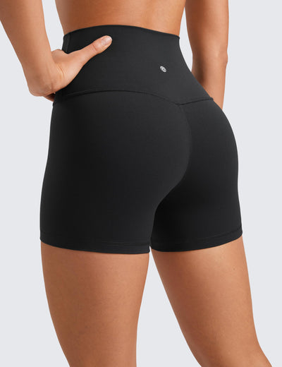 CRZ YOGA Butterluxe Biker Shorts 4'' - High Waisted Booty Workout Volleyball Yoga Womens Spandex Black Large