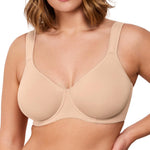 HSIA Bras for Women Minimizer Full Coverage, Plus Size T Shirt Unlined Underwire Smooth Bra, Seamless Cups Joan Ultimate Soft Light Beige