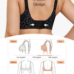 Popilush Womens Wireless Bra Seamless No Underwire Push Up Plunge Deep V Bralette with Adjustable Straps Everyday Comfortable T-Shirt Bra Leopard Black