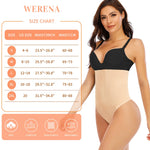 Werena Tummy Control Thong Shapewear for Women Seamless Shaping Novelty Thong Panties Body Shaper Underwear(03# Beige-high rise wire,Small)