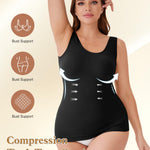 VELISDE Women Plus Size Shapewear Tank Top Tummy Control Compression Tank Crew Neck Camisole Seamless Body Shaper Cami Tops(Black+Beige,3XL)