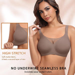 Werena Womens Jelly Wireless Bras Plus Size Minimizer Comfortable Bra Full Coverage Supportive No Underwire Seamless Tshirt Bralette (Coffee,2XL)