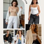 FeelinGirl Womens Shapewear Cami Tops for Women - Scoop Neck Tummy Control for Women Compression Shirts Black M