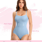 Irisnaya 2-Pack Pink Blue Bodysuits Shapewear for Women Square Neck Black Body Suit Tummy Control Shapewear Slimming