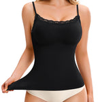 Nebility Compression Tanks for Women Tummy Control Shapewear Tank Top Seamless Body Shaper Lace Cami Camisoles(Large, Black)