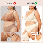 OEAK Womens Deep V Bras Wireless Comfortable Bra Supportive No Underwire Bras Tshirt Push Up Bralettes Plunge Seamless Bra Champagne 3XL