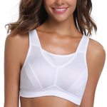 Wingslove Women's Full Coverage High Impact Wirefree Workout Non Padded Sports Bra Bounce Control (White,36C)