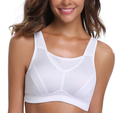 Wingslove Women's Full Coverage High Impact Wirefree Workout Non Padded Sports Bra Bounce Control (White,36C)