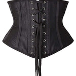 SHAPERX Women Petite Steel Boned Waist Trainer Underbust Corset Short Torso Mesh Body Shaper,SZ1995-Black-M