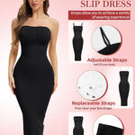 SLIMBELLE Strapless Shapewear for Women Under Dresses Tummy Control Slip Dress Seamless Full Body Shaper Black XL