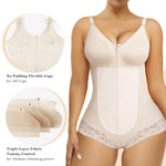 YIANNA Postpartum Fajas Colombianas Moldeadoras Full Body Shapewear Tummy Control for Women Body Shaper Girdles Compression Garment with Side Bust Pad, YA7510-Beige-XL