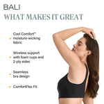 Bali Women's Comfort Revolution Shaping Wirefree Bra, Black, Small