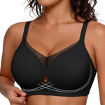 Popilush Push Up Bras for Women Wireless Seamless Full Coverage Tshirt Jelly Bra No Underwire Supportive Mesh Bralette Black